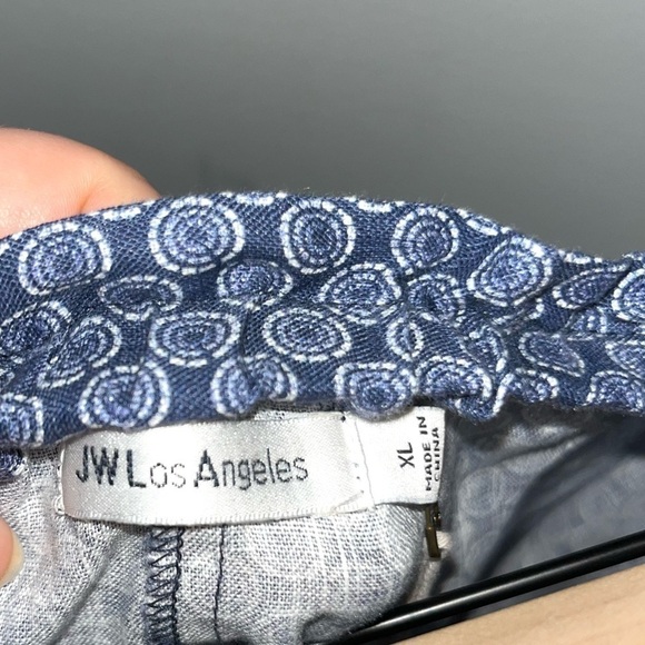 JOHNNY WAS NWT Blue Patched Ikat Linen Paperbag Shorts Size XL - Picture 5 of 14